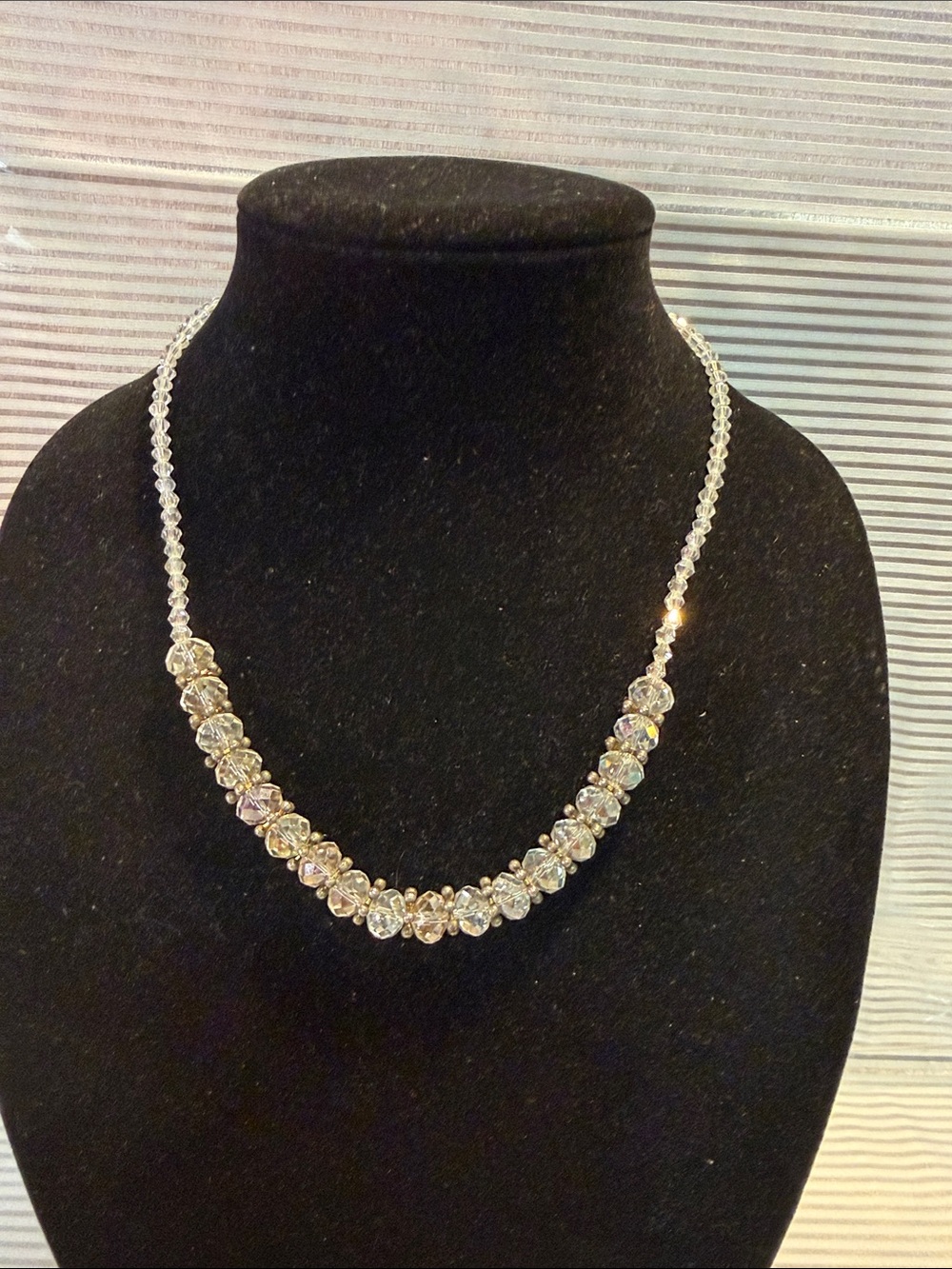 Source Unknown Clear Crystal Floral Strand Necklace